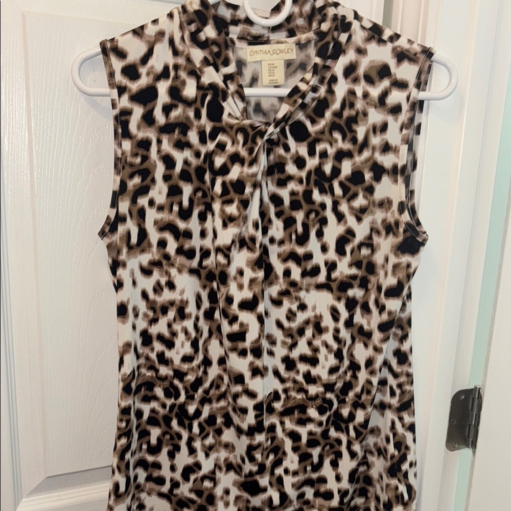 Cynthia Rowley Leopard Print Sleeveless Blouse